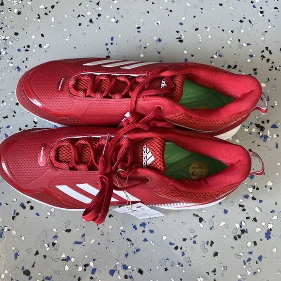 adidas Men's Icon 7 Baseball Shoe, White/Team Power Red/Solar Red, 13 - Picture 2 of 3